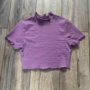 Purple mini turtle neck crop top short sleeve size S from Shinestar
